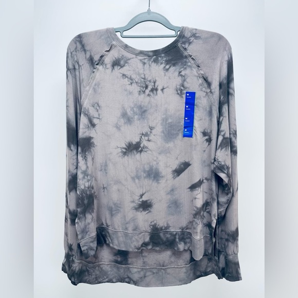 JoyLab Tops - Women’s Joylab Thumb Hole Sweatshirt Tie Dye Iron Tan Gray French Terry ￼Medium